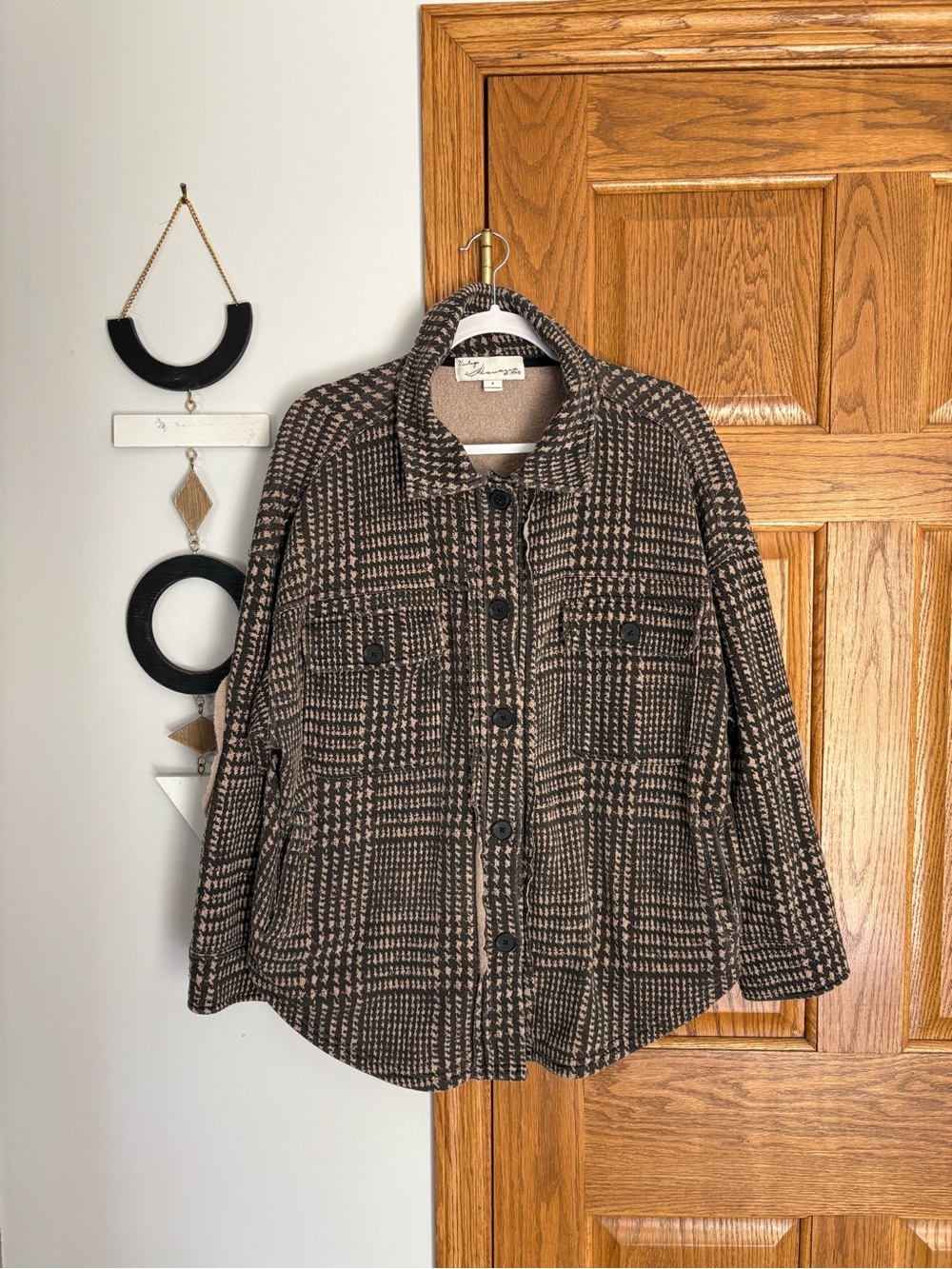 Vintage Havana Brown and Black Plaid Blazer Jacket